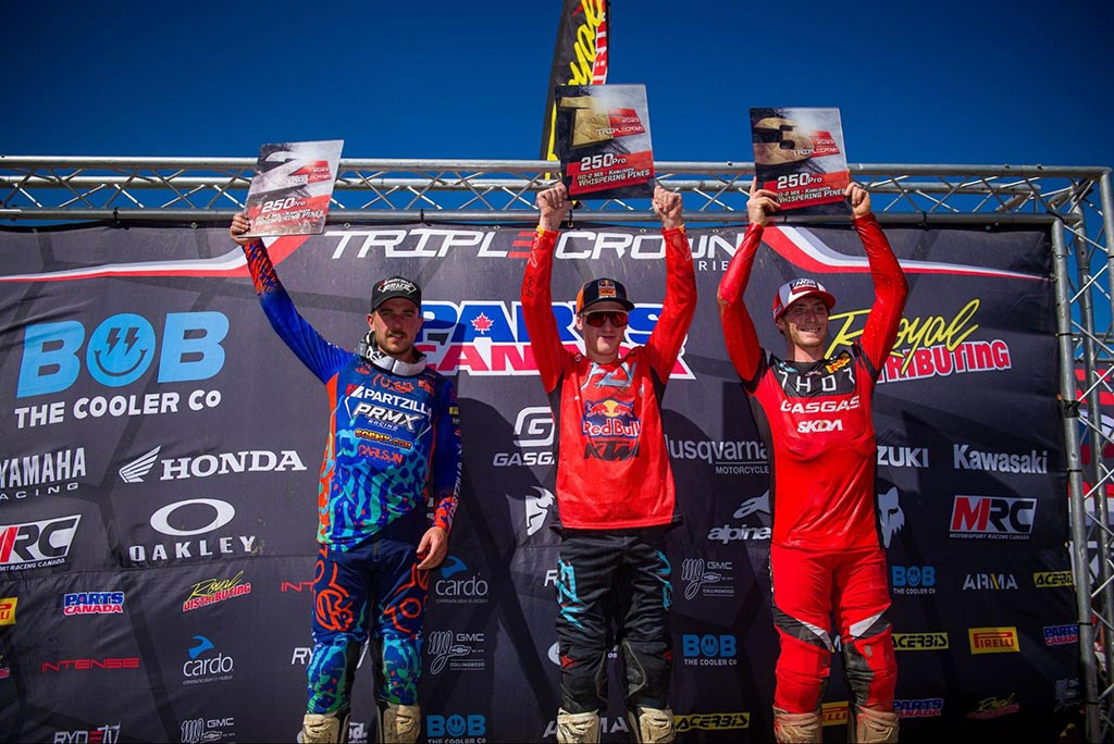The 250 podium at round 2 of the Triple Crown Series.
