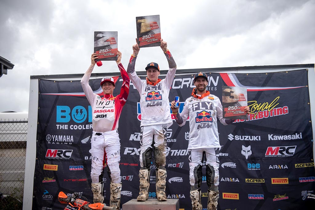 The 250 podium at round 3 of the 2023 Triple Crown Series.