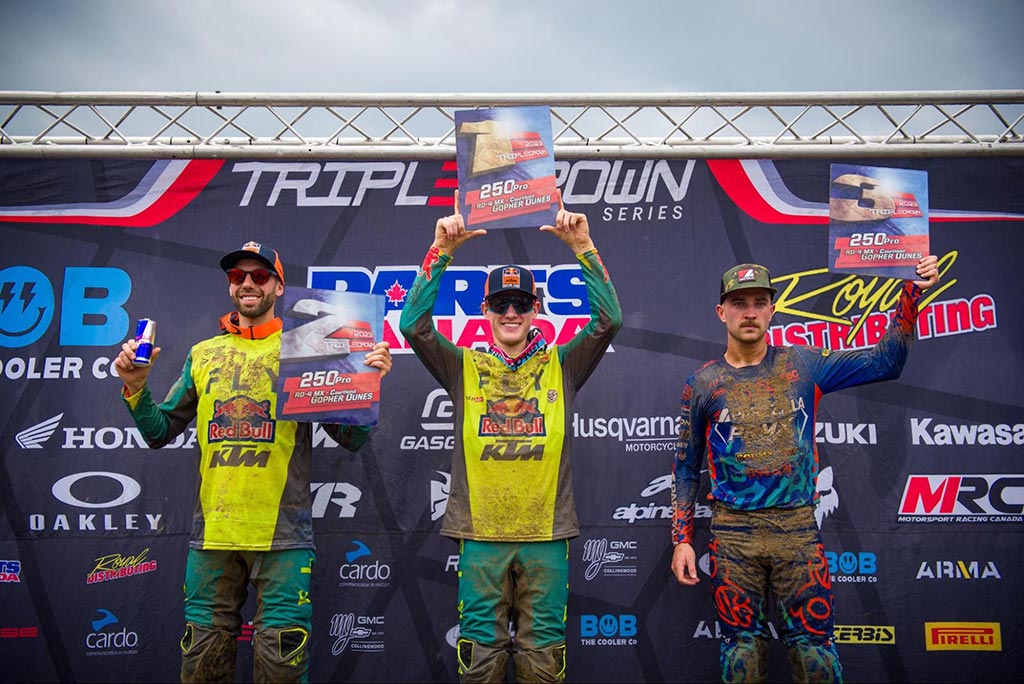 The 250 podium at round 4 of the 2023 Triple Crown Series.