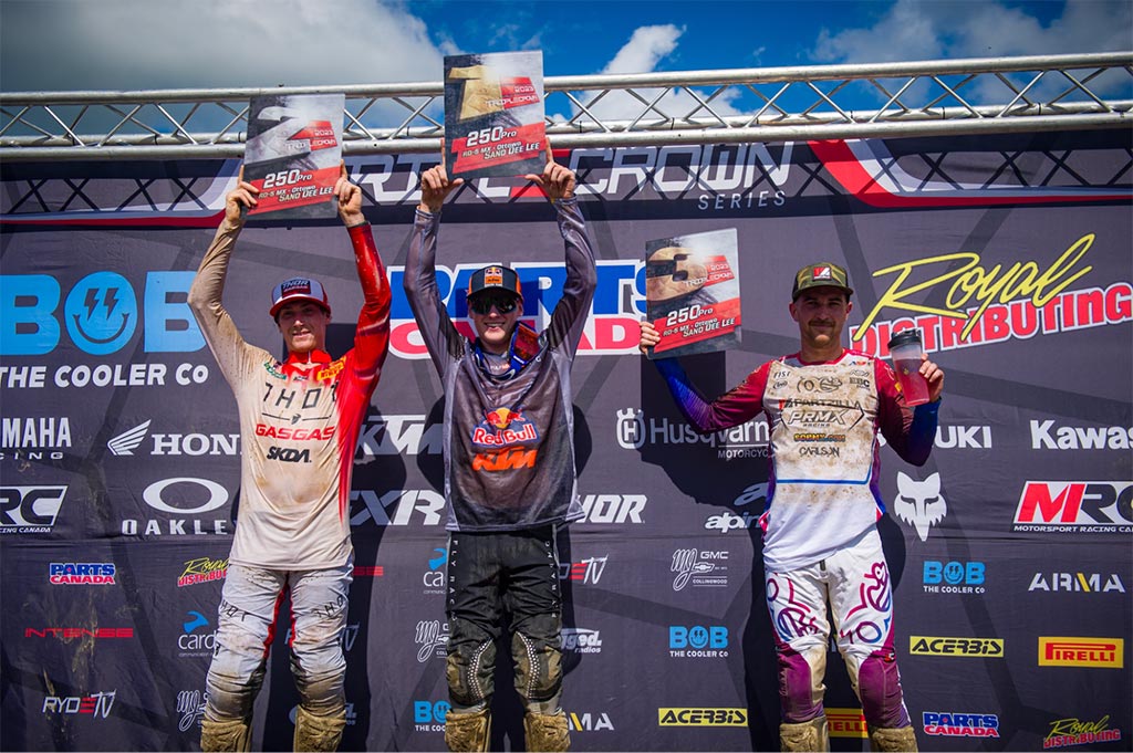 The 250 podium at round 5 of the 2023Triple Crown Series.