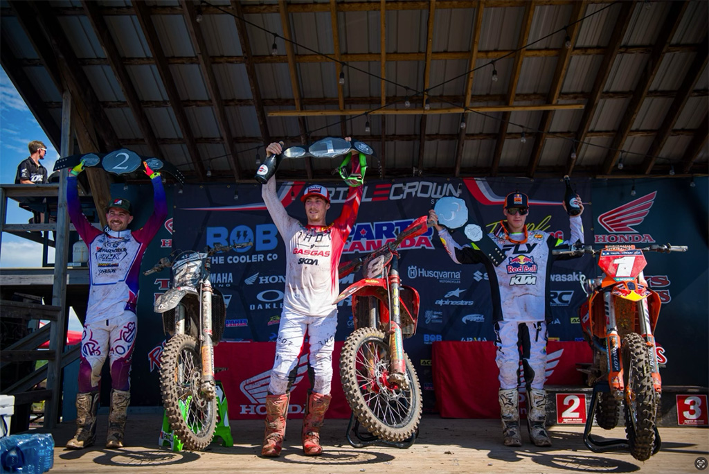 The 250 podium at round 6 of the 2023 Triple Crown Series.