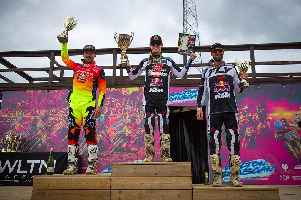 The 250 Pro/Am podium at round 8 of the Triple Crown Series.