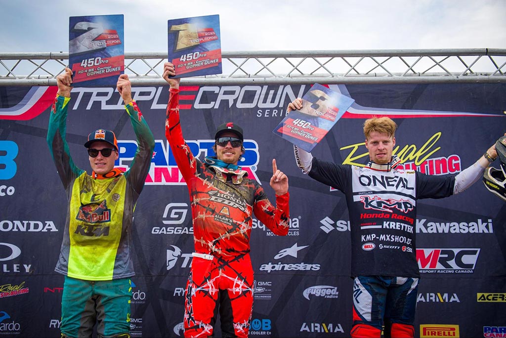 The 250 podium at round 4 of the 2023 Triple Crown Series.