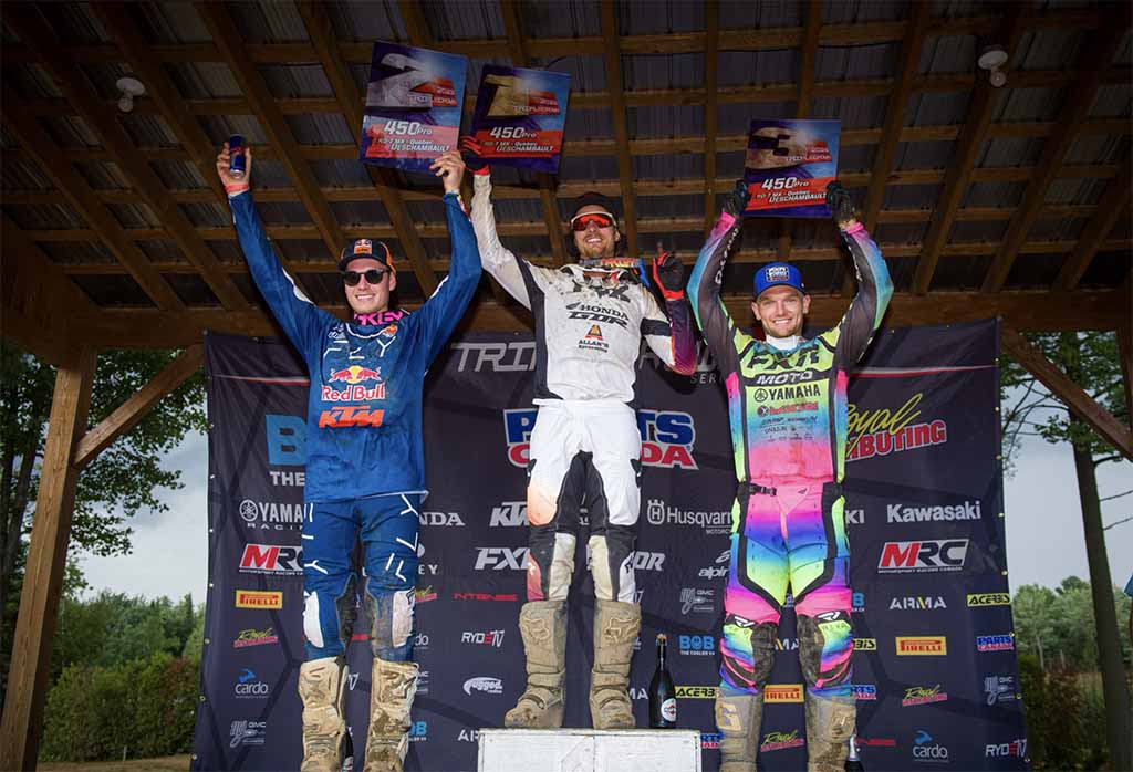 The 450 Pro podium at round 7 of the Triple Crown Series.