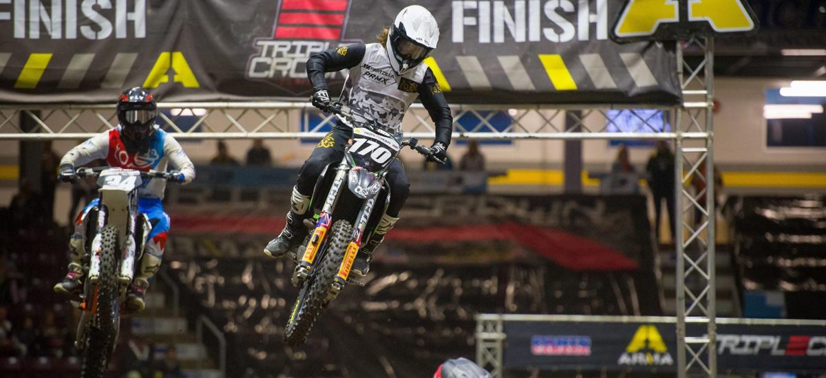 Riders crossing the finish line.